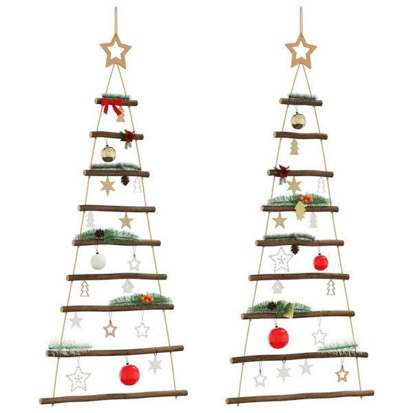 OMAXI Závěsné vánoční stromky s hvězdami na vrcholu 2 ks 55 x 120 cm přírodní větve 511164