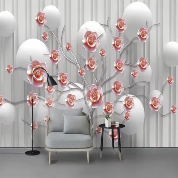 3D tapeta - Ručně malované listy a květy MU9107 (1)