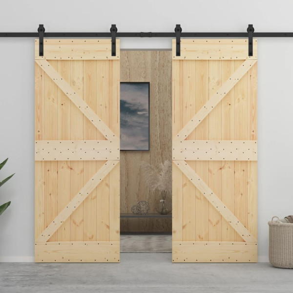 OMAXI Posuvné dveře se setem kování 100 x 210 cm masivní borové dřevo 182567