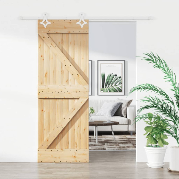 OMAXI Posuvné dveře s kováním 80 x 210 cm masivní borové dřevo 082144