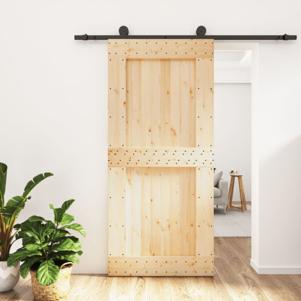 OMAXI Posuvné dveře s kováním 95 x 210 cm masivní borové dřevo 081291