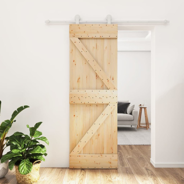 OMAXI Posuvné dveře s kováním 70 x 210 cm masivní borové dřevo 081376
