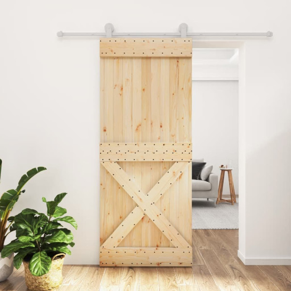 OMAXI Posuvné dveře s kováním 85 x 210 cm masivní borové dřevo 081734