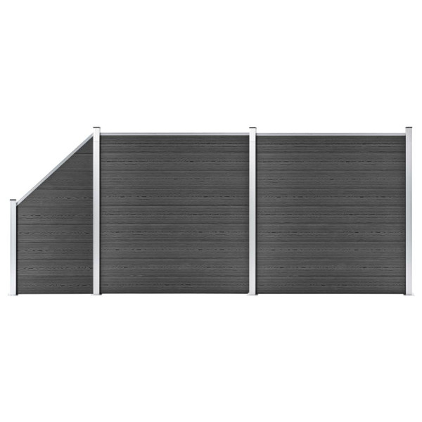 OMAXI Set plotového dílce WPC 446 x (105–186) cm černý 366868