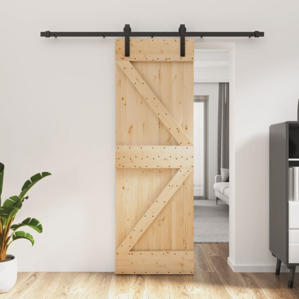 OMAXI Posuvné dveře s kováním 70 x 210 cm masivní borové dřevo 080386