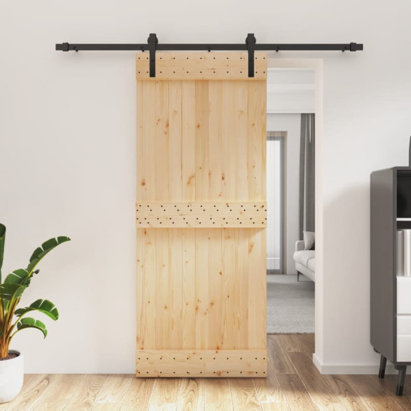 OMAXI Posuvné dveře s kováním 85 x 210 cm masivní borové dřevo 080430