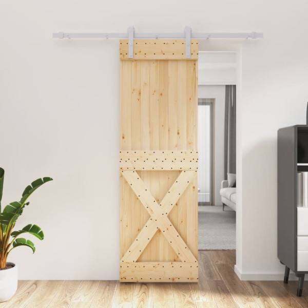 OMAXI Posuvné dveře s kováním 70 x 210 cm masivní borové dřevo 080713