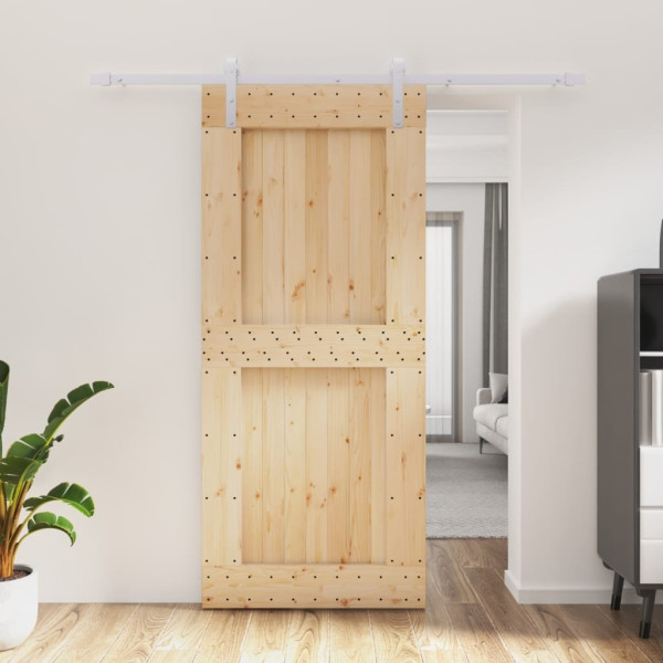 OMAXI Posuvné dveře s kováním 90 x 210 cm masivní borové dřevo 080904