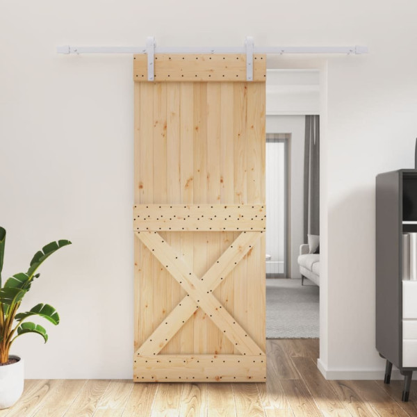 OMAXI Posuvné dveře s kováním 85 x 210 cm masivní borové dřevo 080959