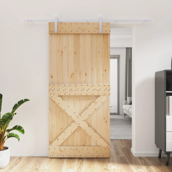OMAXI Posuvné dveře s kováním 95 x 210 cm masivní borové dřevo 080973