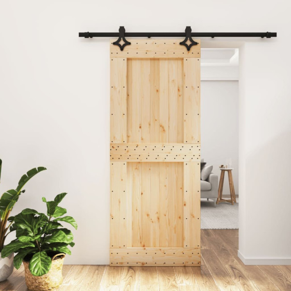 OMAXI Posuvné dveře s kováním 85 x 210 cm masivní borové dřevo 082021