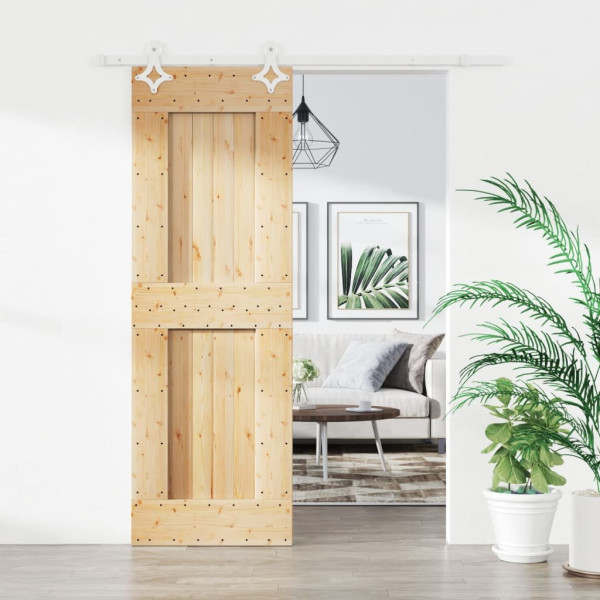 OMAXI Posuvné dveře s kováním 70 x 210 cm masivní borové dřevo 082403