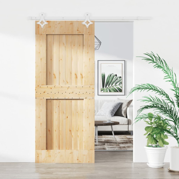 OMAXI Posuvné dveře s kováním 85 x 210 cm masivní borové dřevo 082427
