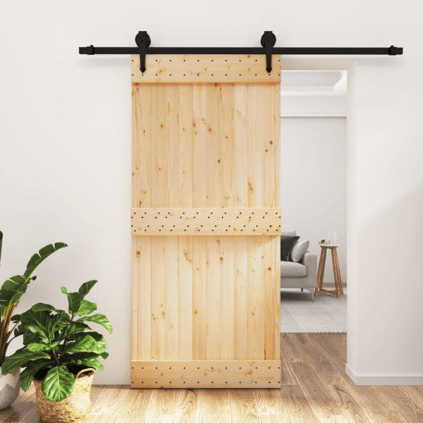 OMAXI Posuvné dveře s kováním 95 x 210 cm masivní borové dřevo 082892