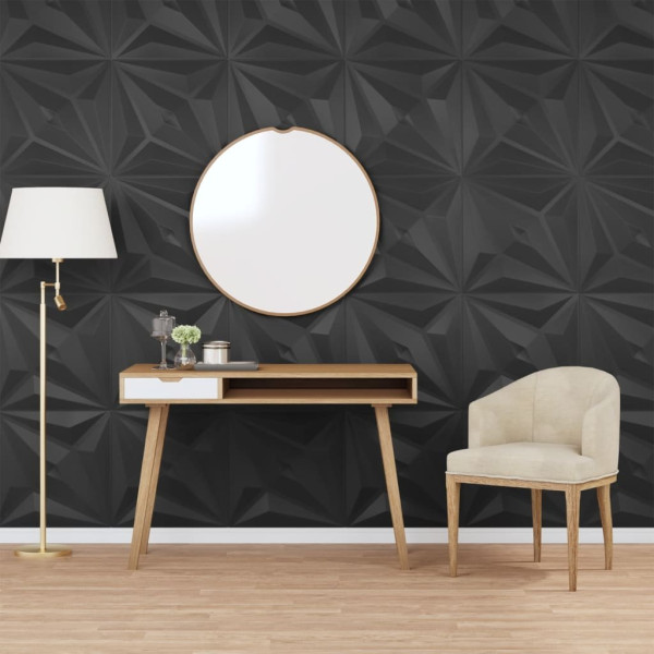 OMAXI Nástěnné panely 12 ks černé 50 x 50 cm XPS 3 m² hvězda 437282