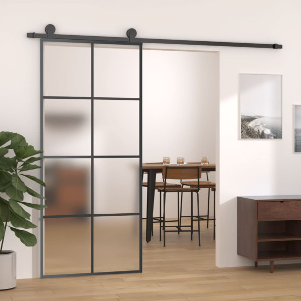 OMAXI Posuvné dveře s kováním 90x205 cm ESG sklo a hliník 648213