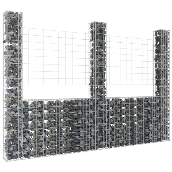OMAXI Gabionový koš ve tvaru U se 3 sloupky železo 260 x 20 x 200 cm 764138