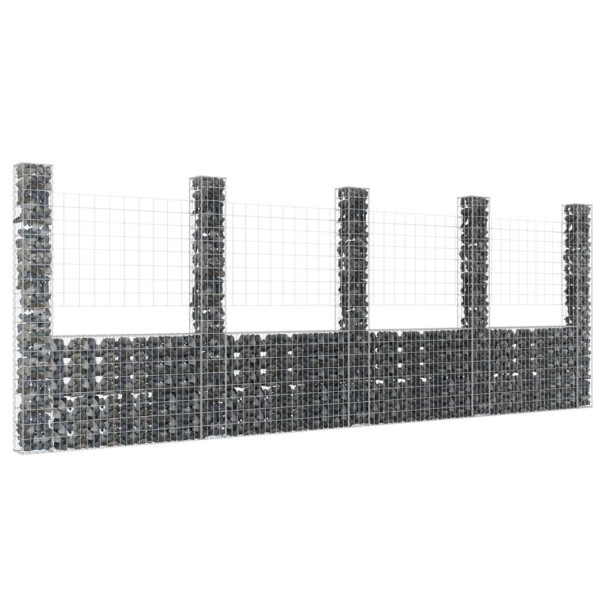 OMAXI Gabionový koš ve tvaru U s 5 sloupky železo 500 x 20 x 200 cm 764152