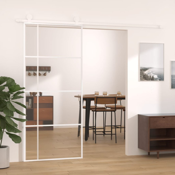 OMAXI Posuvné dveře ESG sklo a hliník 90 x 205 cm bílé 831328