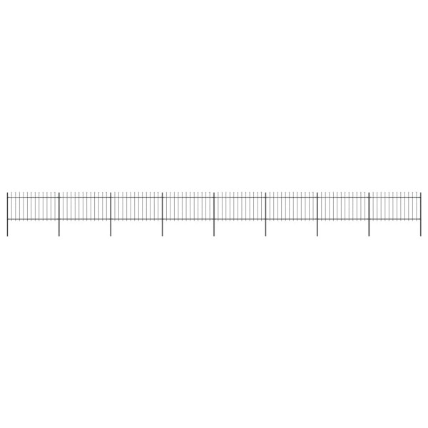 OMAXI Zahradní plot s kopím nahoře ocelový 1426 x 100 cm černý 710396