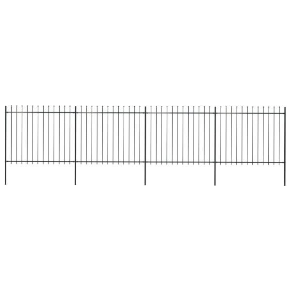 OMAXI Zahradní plot s kopím nahoře ocelový 714,5 x 150 cm černý 710532