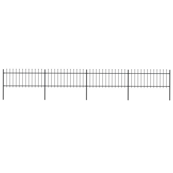 OMAXI Zahradní plot s kopím nahoře ocelový 714,5 x 80 cm černý 710266