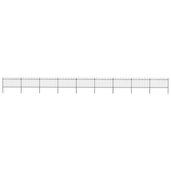 OMAXI Zahradní plot s obloukem nahoře ocelový 1603,5 x 100 cm černý 710853