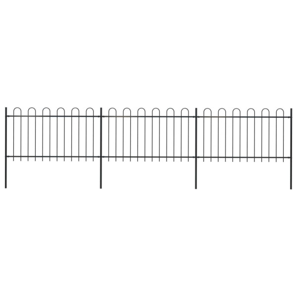 OMAXI Zahradní plot s obloukem nahoře ocelový 537 x 100 cm černý 710792