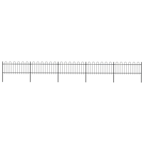 OMAXI Zahradní plot s obloukem nahoře ocelový 892,5 x 80 cm černý 710723