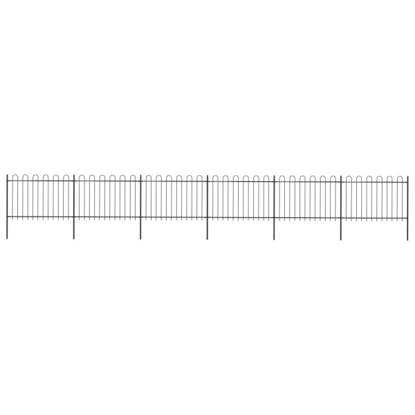 OMAXI Zahradní plot s obloukem nahoře ocelový 1070 x 120 cm černý 710914