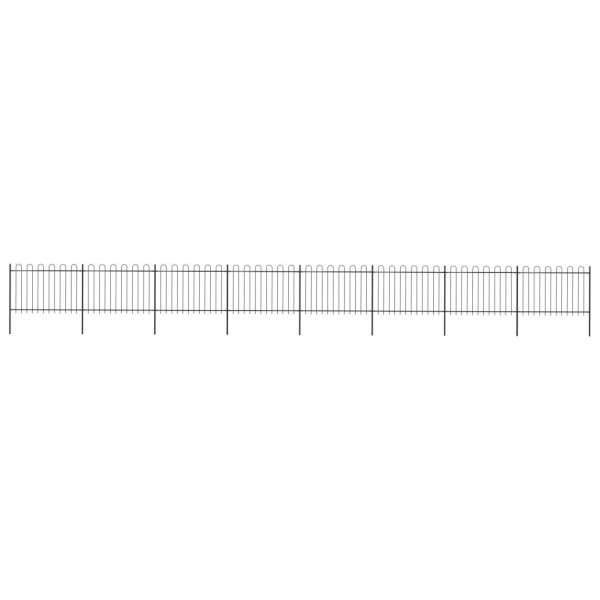 OMAXI Zahradní plot s obloukem nahoře ocelový 1426 x 120 cm černý 710938