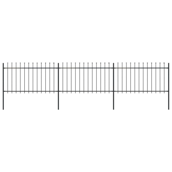 OMAXI Zahradní plot s kopím nahoře ocelový 537 x 100 cm černý 710341