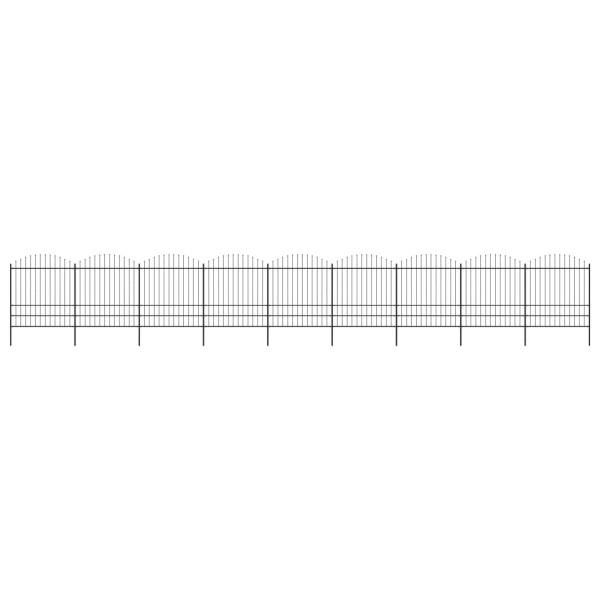 OMAXI Zahradní plot s kopím nahoře ocelový 1603,5 x 200 cm černý 714851