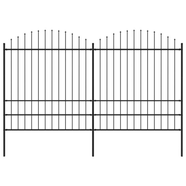 OMAXI Zahradní plot s kopím nahoře ocelový 359 x 200 cm černý 714783