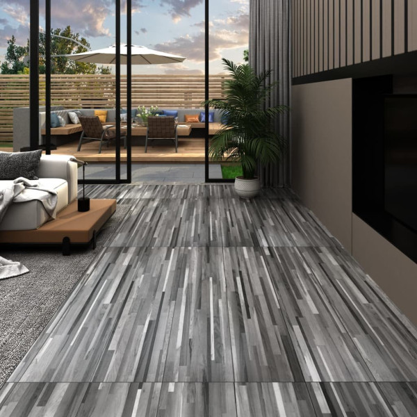 OMAXI Samolepicí PVC podlahová prkna 2,51 m² 2 mm šedá s pruhy 934104