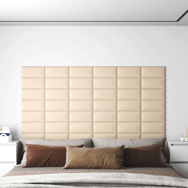 OMAXI Nástěnné panely 12 ks krémové 30 x 15 cm textil 0,54 m² 018643
