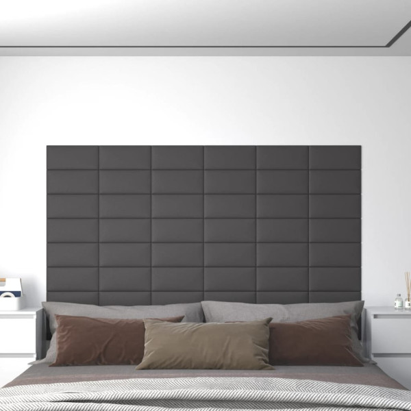 OMAXI Nástěnné panely 12 ks šedé 30 x 15 cm umělá kůže 0,54 m² 018780