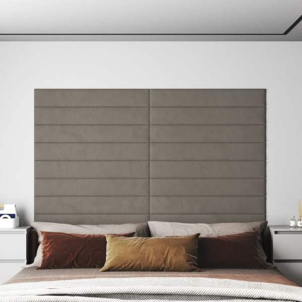 OMAXI Nástěnné panely 12 ks světle šedé 90 x 15 cm samet 1,62 m² 074656
