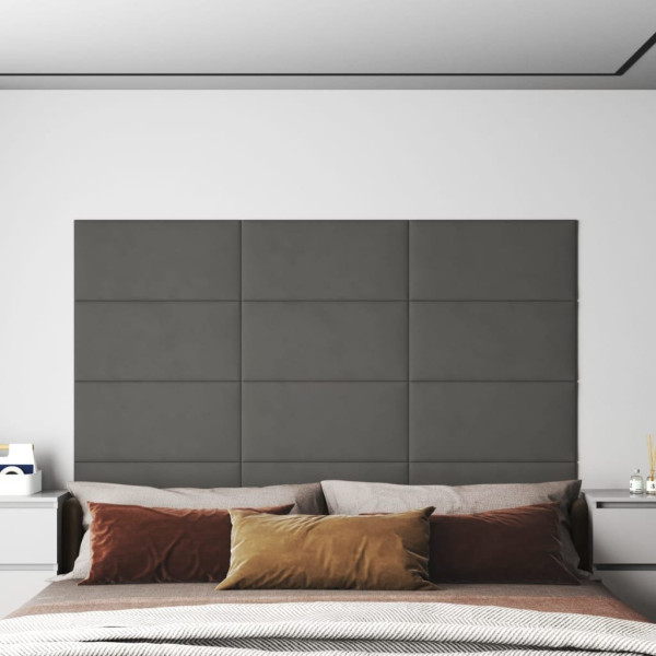 OMAXI Nástěnné panely 12 ks tmavě šedé 60 x 30 cm samet 2,16 m² 074380