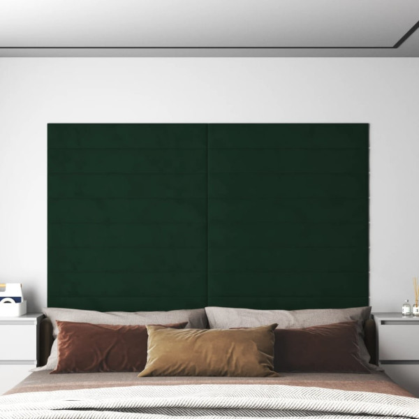 OMAXI Nástěnné panely 12 ks tmavě zelené 90 x 15 cm samet 1,62 m² 074670
