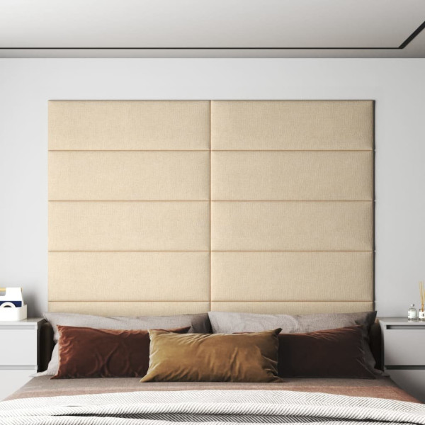 OMAXI Nástěnné panely 12 ks krémové 90 x 30 cm textil 3,24 m² 074748