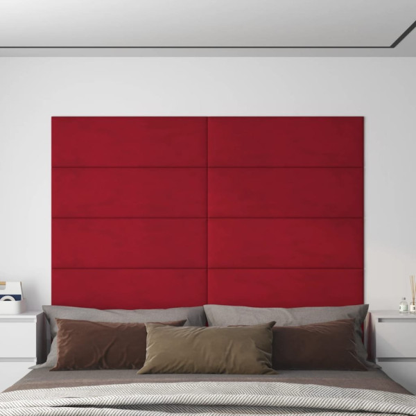 OMAXI Nástěnné panely 12 ks vínové 90 x 30 cm samet 3,24 m² 074977