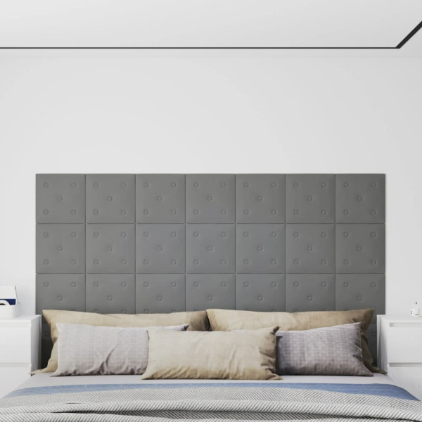OMAXI Nástěnné panely 12 ks šedé 30 x 30 cm umělá kůže 1,08 m² 075516