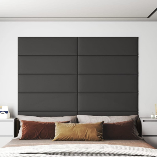 OMAXI Nástěnné panely 12 ks šedé 90 x 30 cm umělá kůže 3,24 m² 074885