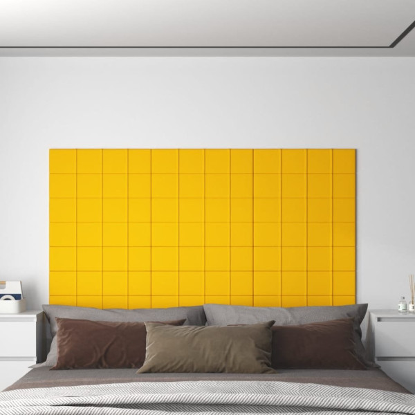 OMAXI Nástěnné panely 12 ks žluté 60 x 15 cm samet 1,08 m² 076438