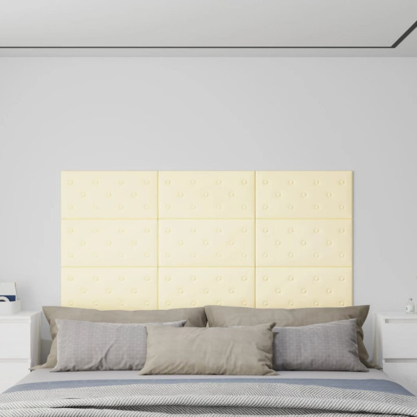 OMAXI Nástěnné panely 12 ks krémové 60 x 30 cm umělá kůže 2,16 m² 075639