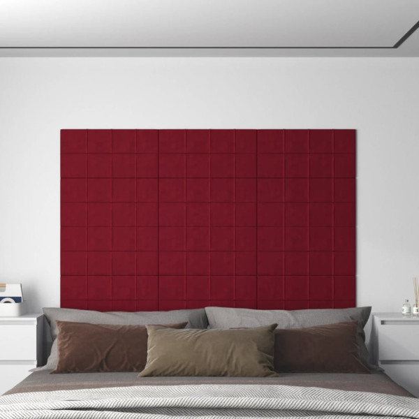 OMAXI Nástěnné panely 12 ks vínové 60 x 30 cm samet 2,16 m² 076629