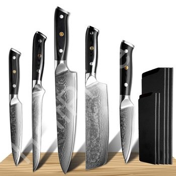 Sada 5ks kuchyňských nožů z Damaškové oceli (1)