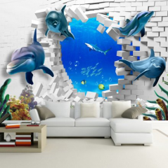 Melin 3D tapeta - Delfíni a zeď MU961