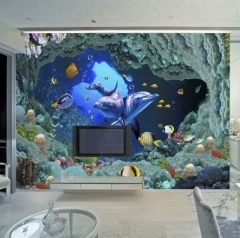 Solution Media 3D tapeta -Delfíni v jeskyni MU38